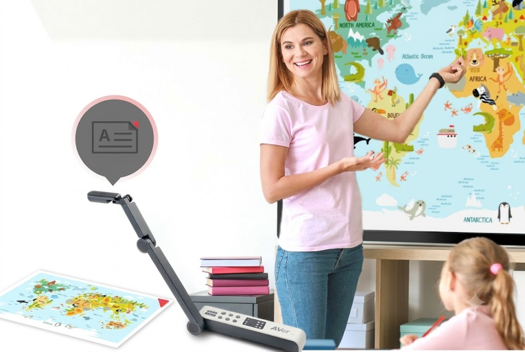 Giáo viên có thể sử dụng máy camera vật thể để trình chiếu trực tiếp sách